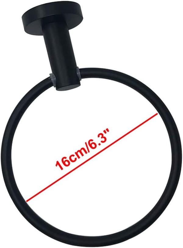 Pyyheteline, musta himmeä pyyherengas, pyöreä pyyheteline kylpyhuoneeseen