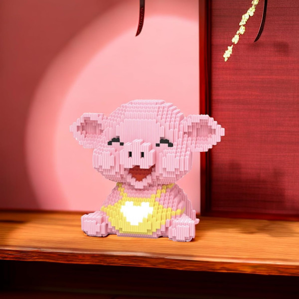 1PC Happy Pig Mikro Byggeklodser Dyr Mini Konstruktion Legetøj