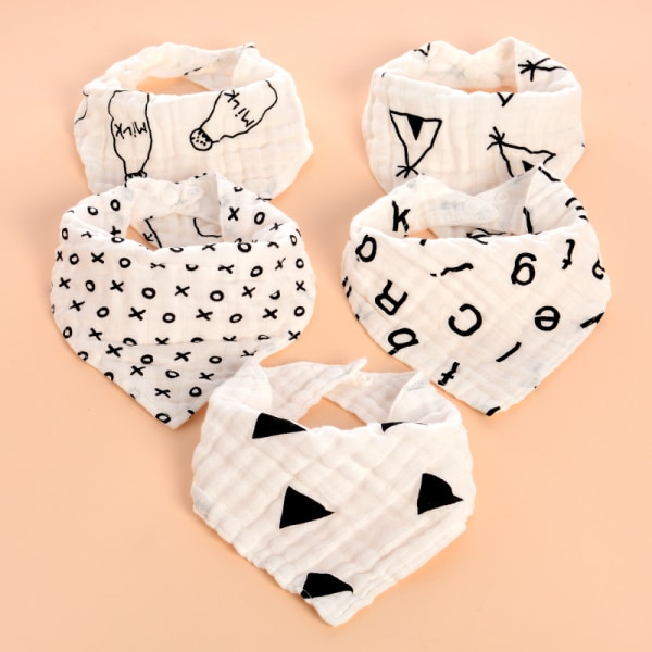 5 kpl vauvan bandana-kuolabibiä – Tyylikkäät unisex-bandana-kuolabibit - Supe