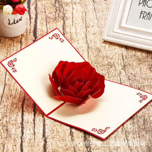 3D roseformet romantisk bryllupsdag gratulasjonskort invitasjon