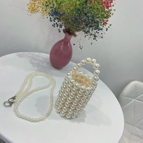 Handväska med pärlor för kvinnor Pearl Decoration Evening Bag med Detac