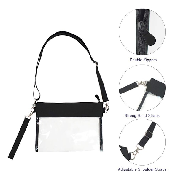 Läpinäkyvä crossbody-laukku, stadionhyväksytty PU-nahkainen läpinäkyvä konserttilaukku B