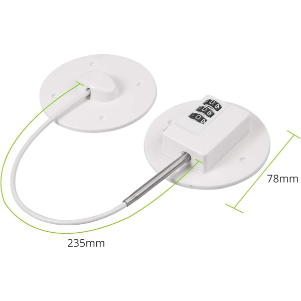 2 st PVC kylskåpslås Kodlås Kylskåpslås 235mm / 9.3'' PV-kabel Stark 3M självhäftande Ingen borrning Barnsäkerhetsskåp Låda