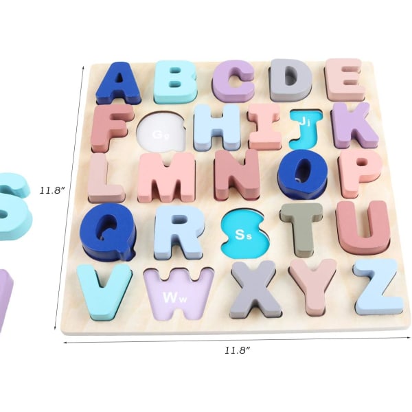 Träpussel för småbarn, stora alfabetet ABC case