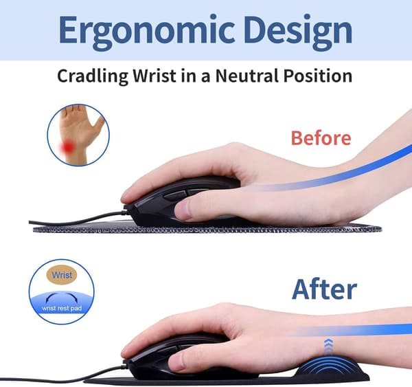 Ergonomisk Musematte med Håndleddstøtte, Musematte med Komfort