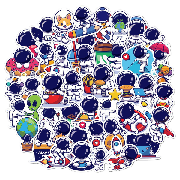 Cartoon Space Planet Space Ship Rocket UFO Stickers Pack 50 Water