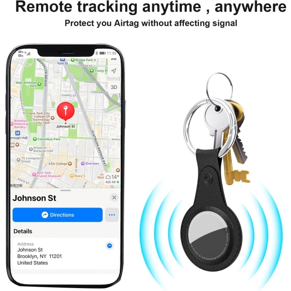 AirTag nyckelring för Apple Airtags-hållare, 4-pack skyddande PU Le