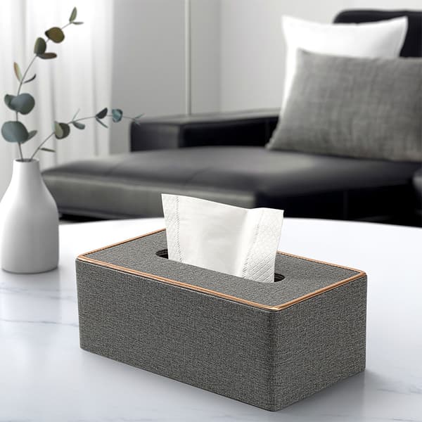 Vævæskeskrin Cover, Grå PU Læder Rektangulær Kleenex Vævæskeskrin Holder