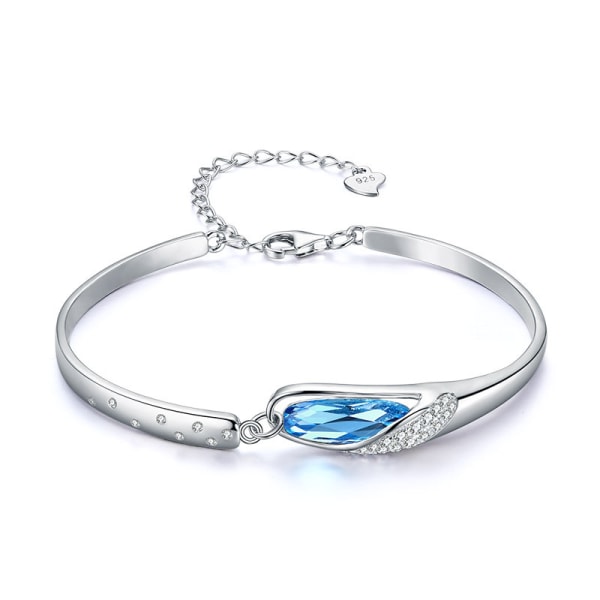 S925 纯银水晶手链，女士生日石水晶手链，送给她的银色首饰礼物