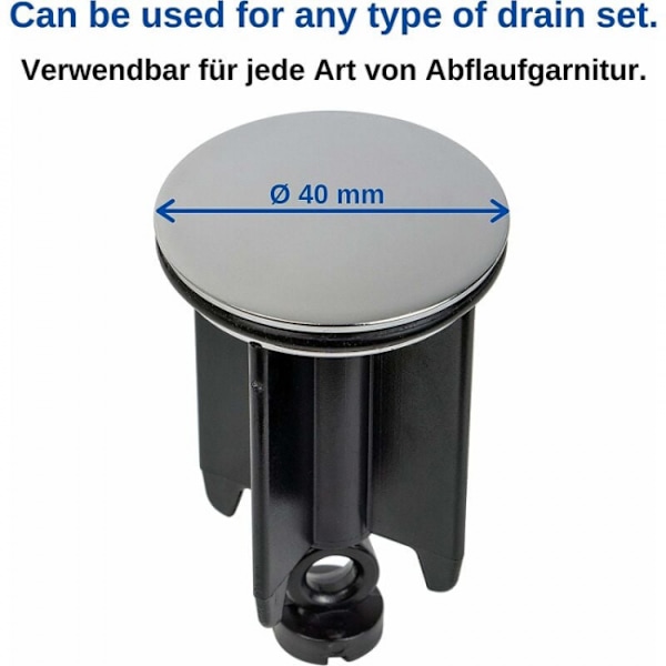 1 st Universal Badrumsvask Stompare Ø 40 mm, Krom Avloppsplugg, Tillverkad av