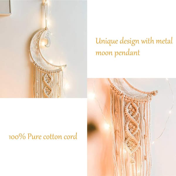 2 kpl Macrame-unelmaverkko LED-valosarjalla Macrame-seinäkoriste