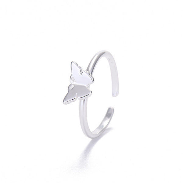 925 Fjärilsring Minimalistisk Justerbar Öppen Svans Finger Stackin