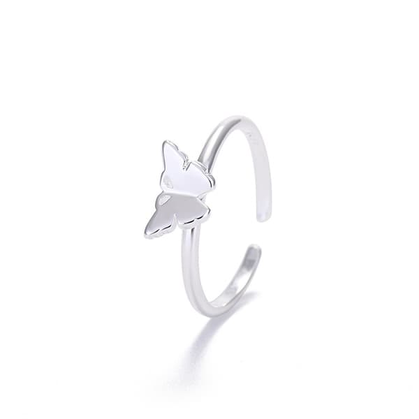 925 Sommerfugl Ring Minimalistisk Justerbar Åpen Hale Finger Stacking