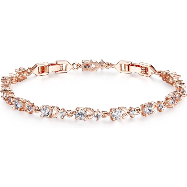 Luxury Slender Rose Gold Plated Bracelet with Sparkling 5 Style