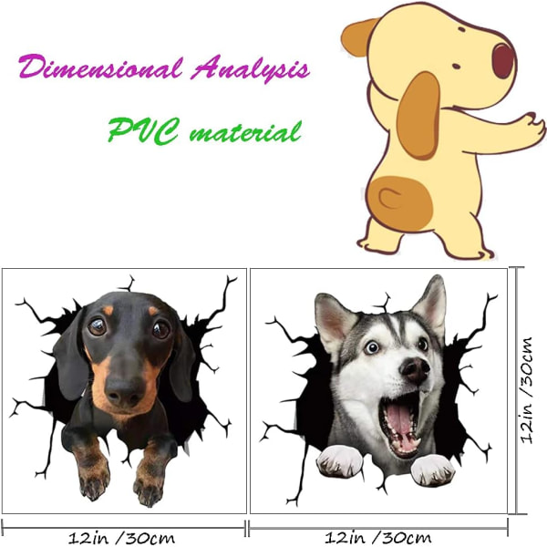 Fönsterdekaler för hundar, bilsprickor, husdjursdekaler, realistiska djur