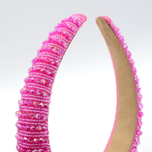 Hodebånd med rosa krystallstein, polstrede hodebånd for kvinner, perler