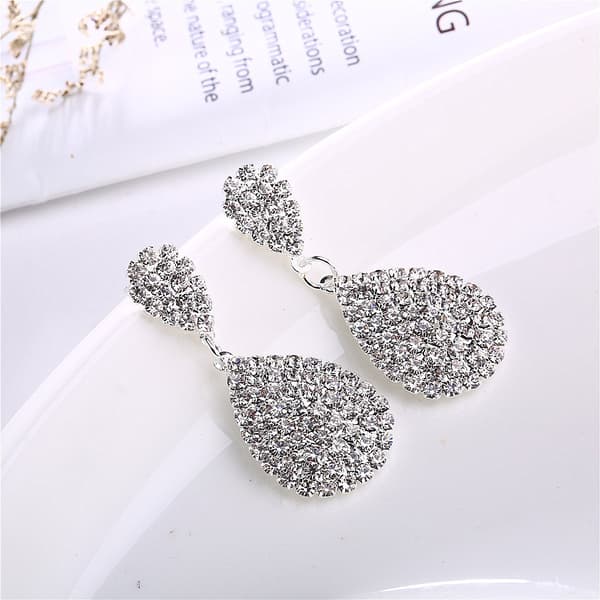 Kvinde Rhinestone Crystal Bryllup Brude Drop Dangle Lysekrone