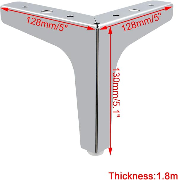 Moderne møbelben, møbeludskiftningsben, højde 13 cm, sæt med 4 (sølv)