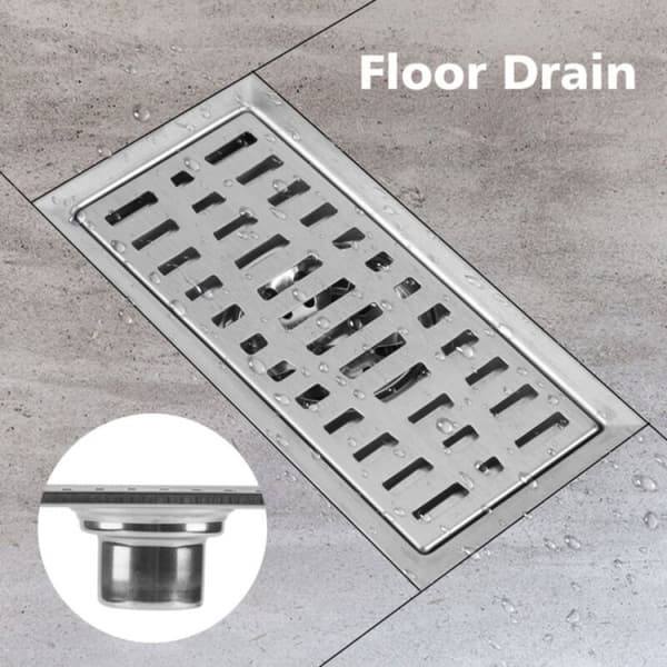 20x10cm Rektangulär Golvavlopp i Rostfritt Stål för Badrum och Dusch