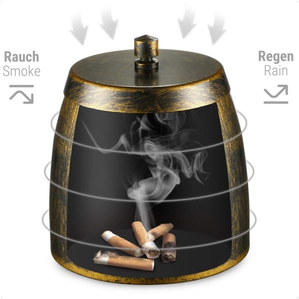 Windproof ashtray with stainless steel lid - wind and rain resist