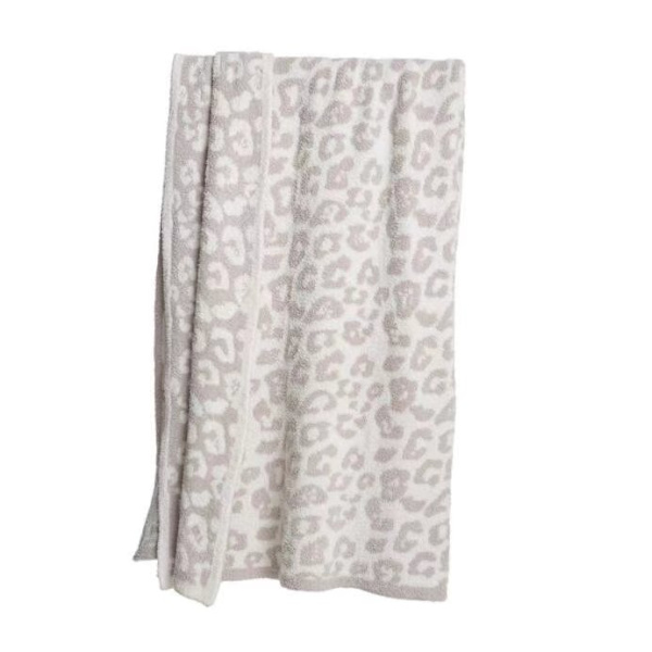 Uld tæppe strikket tæppe plus fløjl strikket jacquard tæppe leopard tæppe