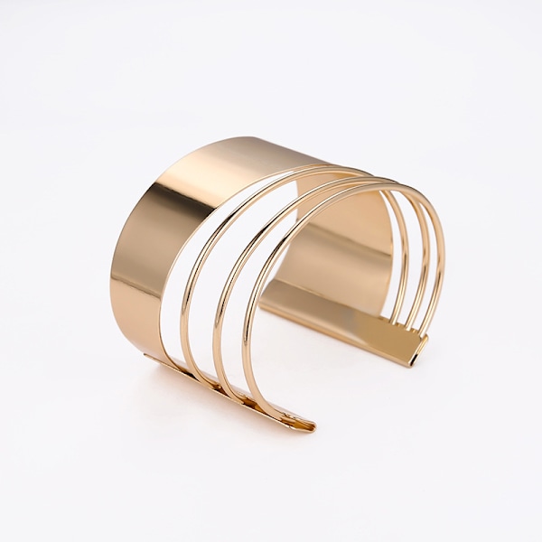 Ny Boho bred linje manschett öppen armband punk cool glänsande ring armband