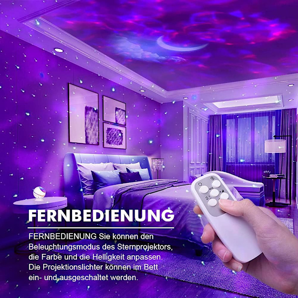 Nattlampa Projektor, Gemmac 3-i-1 Stjärnhimmel Projektor LED-lampa