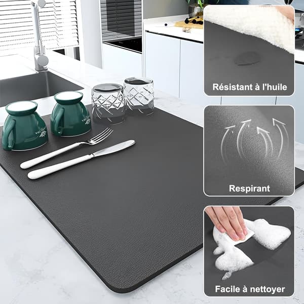 Oppvaskstativmatte, 40×30 cm Superabsorberende kjøkkenavløpsmatte, Abs