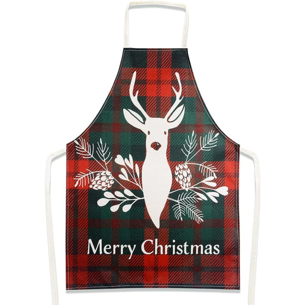 Juleforklæde kokkeforklæde ternet forklæde glædelig jul elg pa