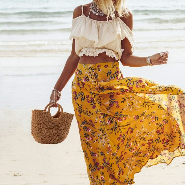 Sommer strandtaske, håndlavet stor strå håndtaske til kvinder, K