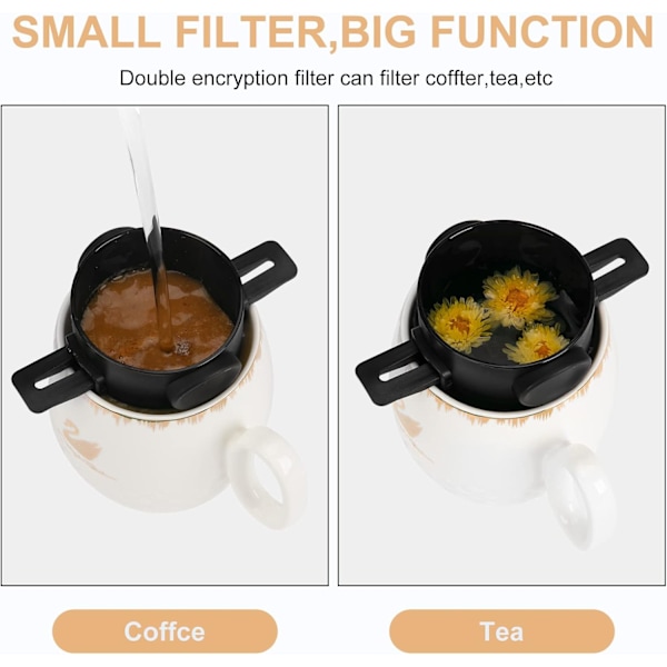 Häll över kaffebryggare, bärbar återanvändbar kaffefilter i rostfritt stål