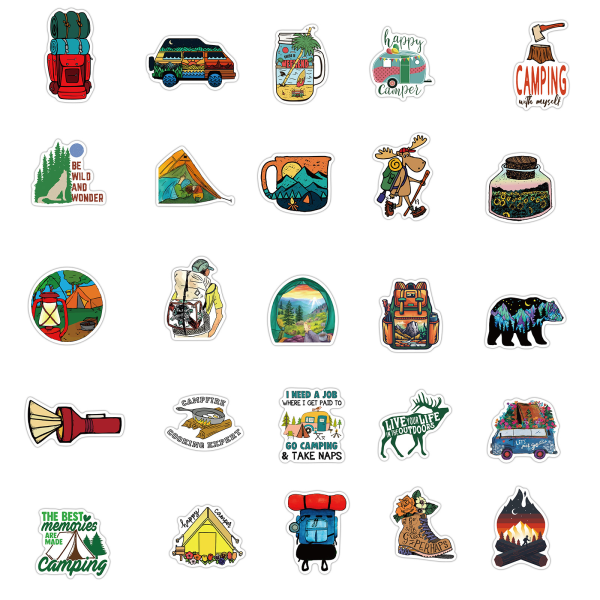 Udendørs Vandreture Eventyr Camping Stickers Pakke 50stk, Vandtæt