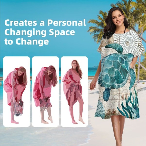 1PC Surf Poncho -pyyhe, 3D-tulostettu mikrokuitupyyhe, nopeasti kuivuva poncho