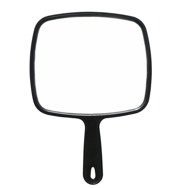 Håndspeil, flatt svart håndspeil med håndtak, firkantet 21,5cm