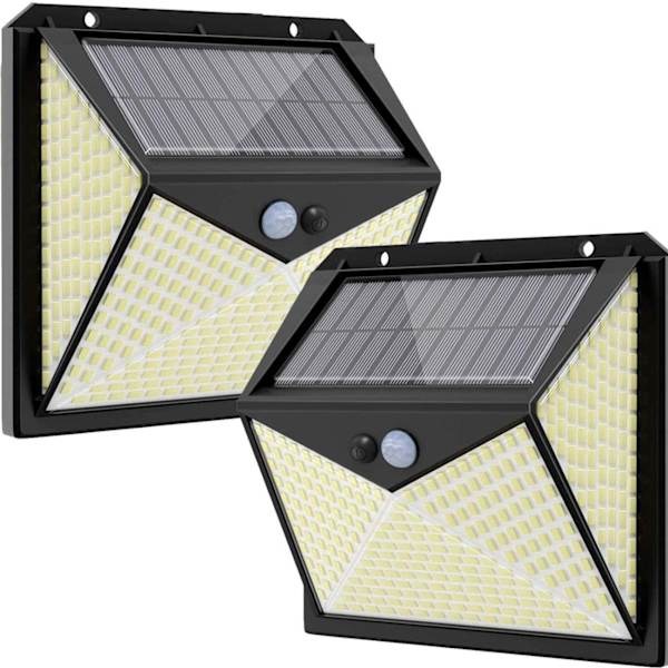 Udendørs solcellelampe, [1 pakke 350 LED - 1000 lumen] Vandtæt solcelle