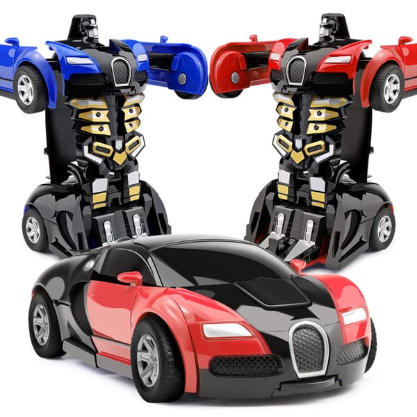 Ny En-knaps Deformationsbil Legetøj Automatisk Transform Robot Plasti