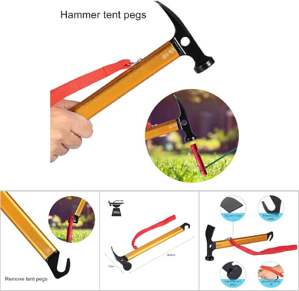 Camping Hammer, Multifunktionel Aluminium Hammer Camping Telt Hamm