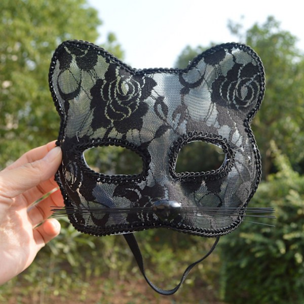 Halloween Cosplay Räv Mask Spets Sexig Ögonmask Djur Mask Halv Bl