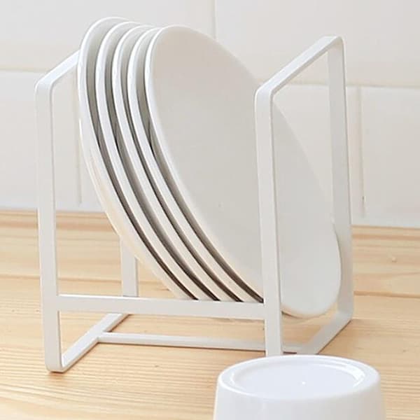Vit (L) 2-pack Multifunktionell Tallriksavlopp Metallplåthållare Lockställ