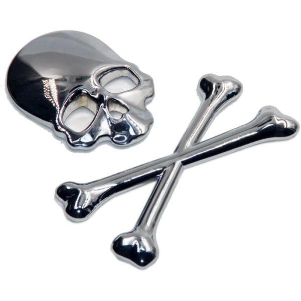 Skull Crossbones Pirate Car 3D-emblem Chrome Metal Badge Sticker D