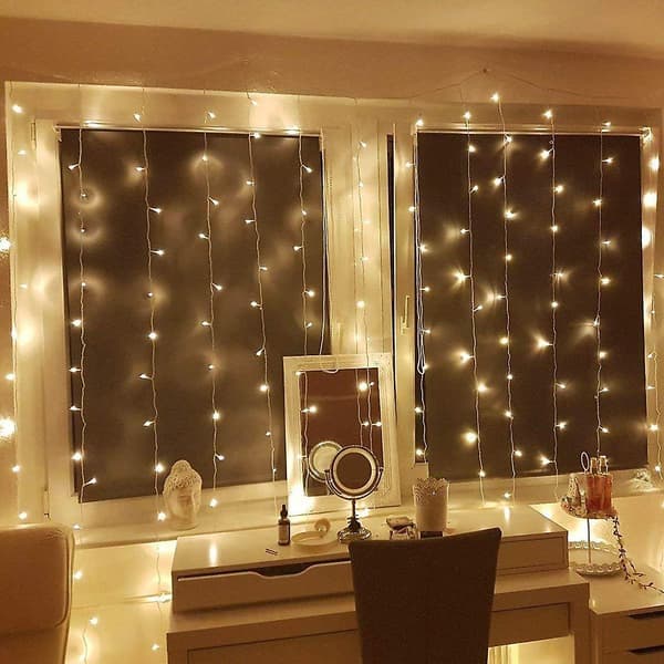 300 LED-gardinlys, USB-drevne lysslynger med 8 moduser