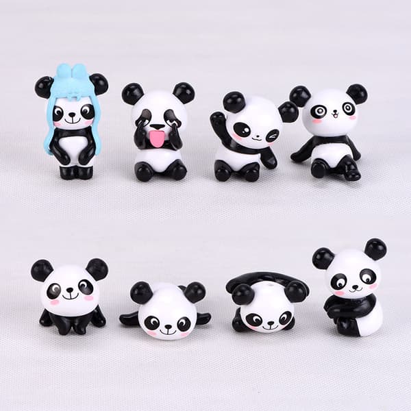 8 stk. søde panda-dukker søde panda-legetøjsfigurer legetøj mini panda