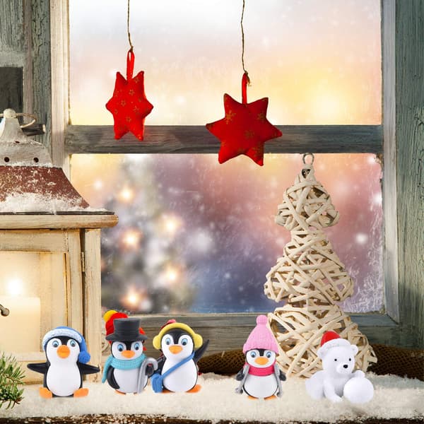 4 stk. Vinterharpiks Snøpingvin Miniatyrfigur Leke Mini Krist