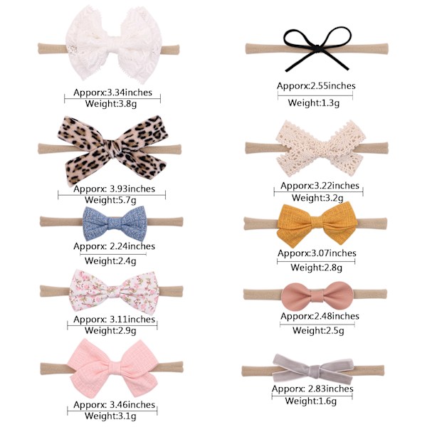 Baby Girls Headbands ja Bows Hairbands Pehmeä Nylon Elastics Handm
