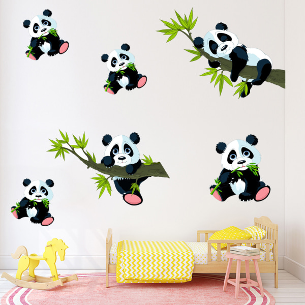Panda och bambu Väggdekaler Djur Väggdekaler Barn Sovrum P