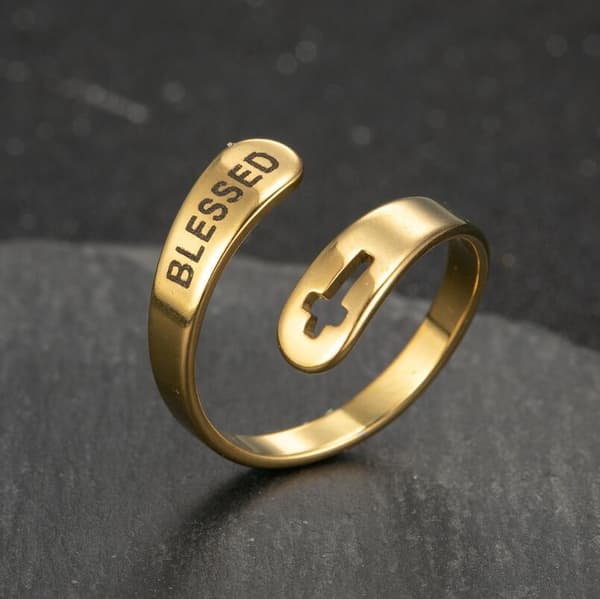 Personlig omslagsring Graverad ring Dubbelring Stapelbara ringar