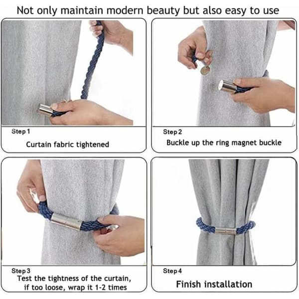 Set med 2 (blå) magnetiska gardinuppsättningar, modern enkelhet Curt
