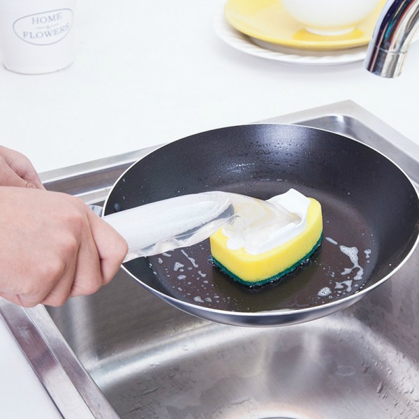7 STK opvaskesvamp med håndtag Skrub-rengøringsbørste Tung D