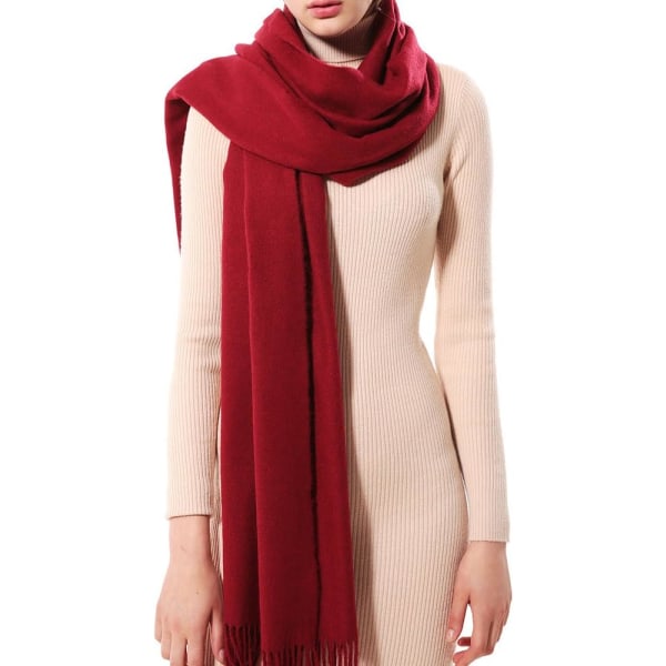 1st vinröd Imiterad kashmirscarf för kvinnor, enfärgad, thi