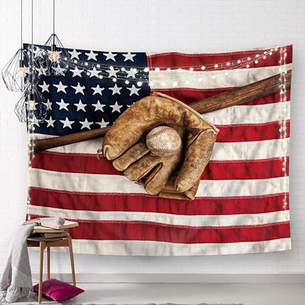 Sport Amerikansk Flag Gobelin Vægophæng Tommer Baseball Stue R